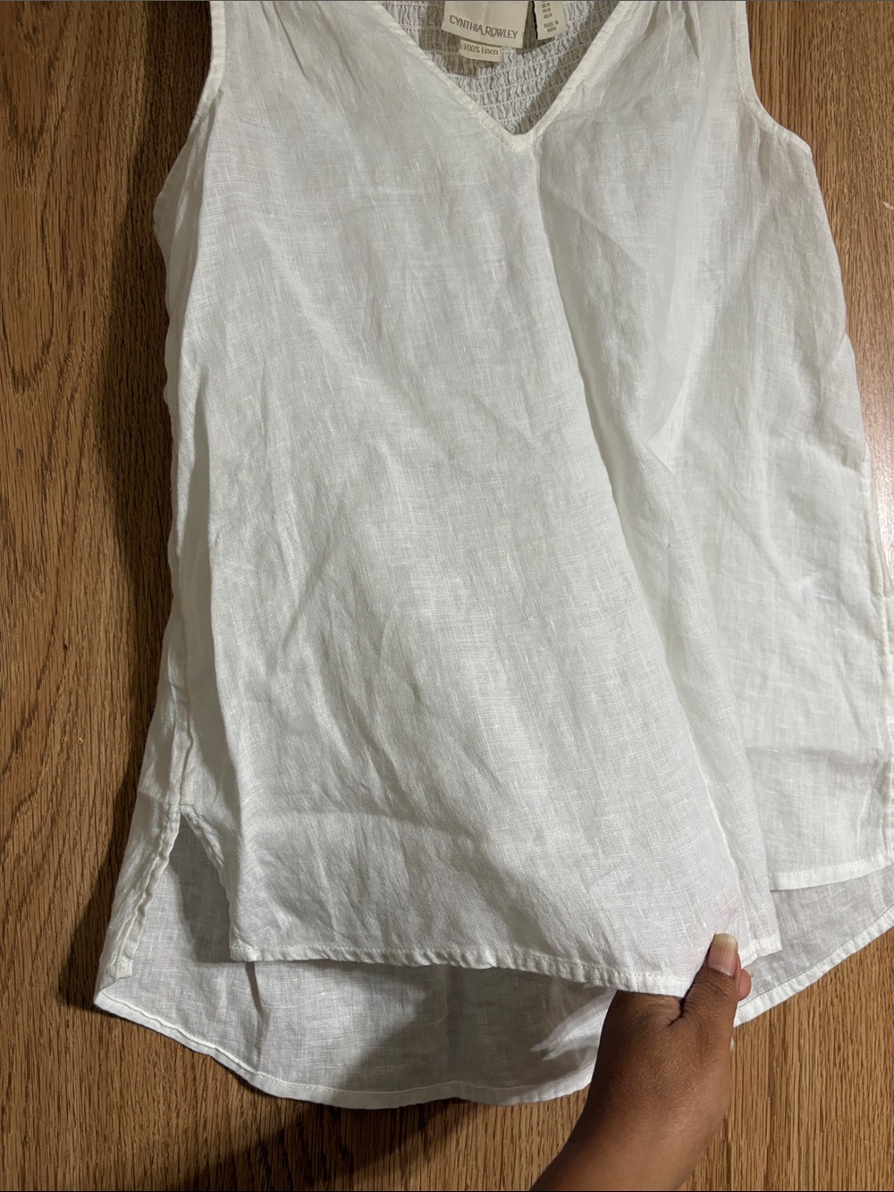 Cynthia Rowley White Linen V-Neck Sleeveless Tank - Picture 4 of 7